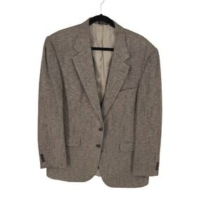 Vtg Bachrach 44L Blazer Jacket Houndstooth Sport Coat Brown Tan Tailored Classic